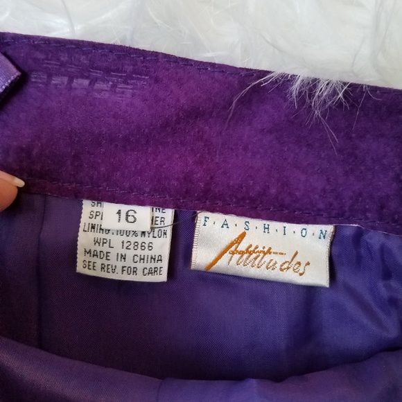 Fashion Attitudes Purple Suede Skirt - Picture 2 of 6